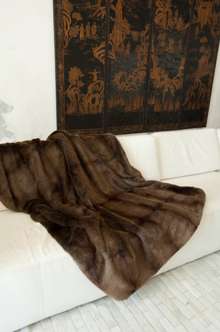 Heirloom Exotic Faux Fur - Cushion/Throw - Striped Beaver image 0